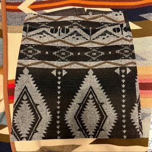 Dalia Collection Aztec Print Wool Mini Skirt